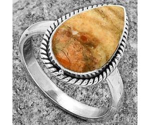 Natural Coral Jasper Ring size-8 SDR177438 R-1009, 9x16 mm