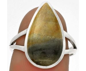 Natural Polygram Jasper Ring size-7.5 SDR177539 R-1005, 10x18 mm