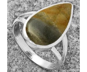 Natural Polygram Jasper Ring size-7.5 SDR177539 R-1005, 10x18 mm