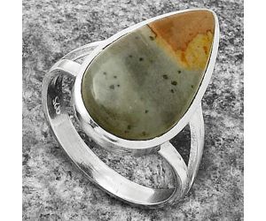 Natural Polygram Jasper Ring size-7.5 SDR177611 R-1005, 11x19 mm