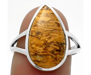 Coquina Fossil Jasper - India Ring size-8.5 SDR177617 R-1005, 10x18 mm