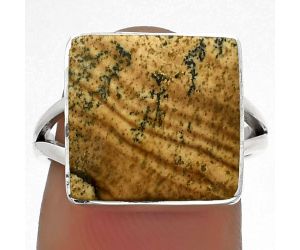 Natural Picture Jasper Ring size-7 SDR177969 R-1002, 14x14 mm