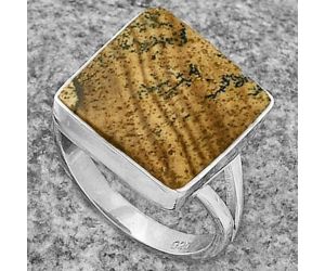 Natural Picture Jasper Ring size-7 SDR177969 R-1002, 14x14 mm