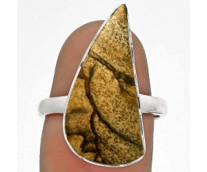 Natural Picture Jasper Ring size-7.5 SDR177971 R-1001, 11x24 mm