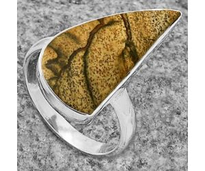 Natural Picture Jasper Ring size-7.5 SDR177971 R-1001, 11x24 mm