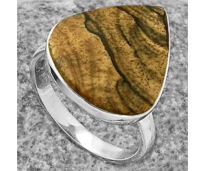 Natural Picture Jasper Ring size-8 SDR177988 R-1001, 17x19 mm