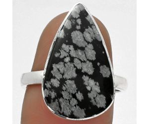 Natural Snow Flake Obsidian Ring size-8 SDR178009 R-1001, 13x21 mm