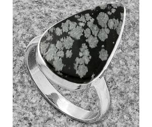 Natural Snow Flake Obsidian Ring size-8 SDR178009 R-1001, 13x21 mm