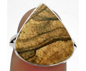 Natural Picture Jasper Ring size-8 SDR178015 R-1002, 17x18 mm