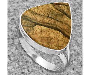 Natural Picture Jasper Ring size-8 SDR178015 R-1002, 17x18 mm