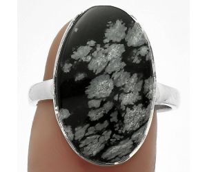 Natural Snow Flake Obsidian Ring size-8.5 SDR178026 R-1001, 13x21 mm