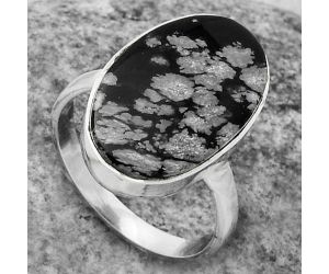 Natural Snow Flake Obsidian Ring size-8.5 SDR178026 R-1001, 13x21 mm