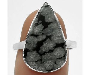 Natural Snow Flake Obsidian Ring size-8.5 SDR178039 R-1001, 13x21 mm