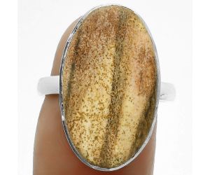 Natural Picture Jasper Ring size-7.5 SDR178079 R-1001, 13x22 mm