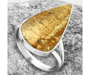 Natural Picture Jasper Ring size-8 SDR178086 R-1002, 13x22 mm