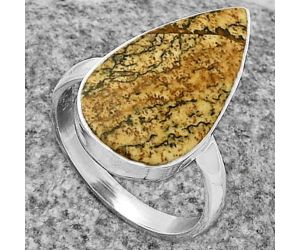 Natural Picture Jasper Ring size-8.5 SDR178095 R-1001, 12x22 mm