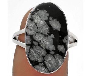 Natural Snow Flake Obsidian Ring size-8 SDR178097 R-1002, 12x21 mm