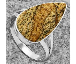 Natural Picture Jasper Ring size-8 SDR178111 R-1002, 12x22 mm