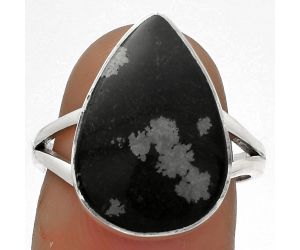 Natural Snow Flake Obsidian Ring size-7.5 SDR178131 R-1002, 13x18 mm