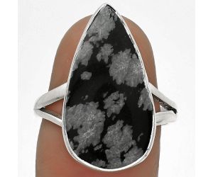 Natural Snow Flake Obsidian Ring size-7.5 SDR178181 R-1002, 12x22 mm