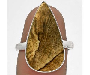 Natural Picture Jasper Ring size-7.5 SDR178200 R-1001, 13x23 mm