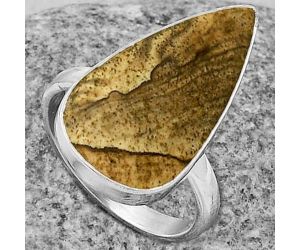 Natural Picture Jasper Ring size-7.5 SDR178200 R-1001, 13x23 mm