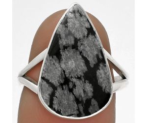 Natural Snow Flake Obsidian Ring size-7 SDR178233 R-1002, 12x19 mm