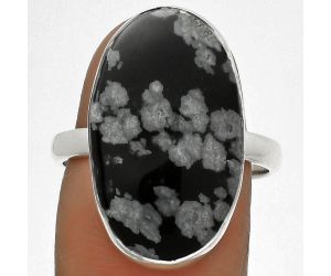 Natural Snow Flake Obsidian Ring size-8.5 SDR178286 R-1001, 13x21 mm