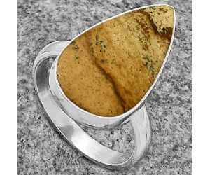 Natural Picture Jasper Ring size-7.5 SDR178320 R-1001, 12x21 mm