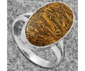 Coquina Fossil Jasper - India Ring size-8.5 SDR178333 R-1002, 12x20 mm