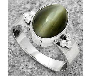 Natural Genuine Cats Eye Ring size-8 SDR179016 R-1715, 8x12 mm