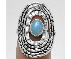 Natural Blue Chalcedony Ring size-7.5 SDR179174 R-1601, 6x8 mm