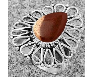 Natural Red Moss Agate Ring size-7.5 SDR179749 R-1527, 8x13 mm