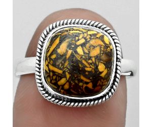 Coquina Fossil Jasper - India Ring size-8.5 SDR180831 R-1009, 11x11 mm