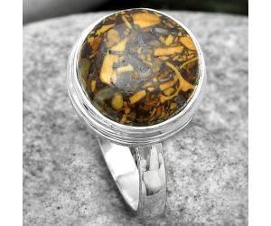 Natural Coquina Fossil Jasper - India Ring size-8 SDR181008 R-1007, 12x12 mm