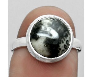 Natural Mexican Cabbing Fossil Ring size-7.5 SDR181052 R-1007, 11x11 mm