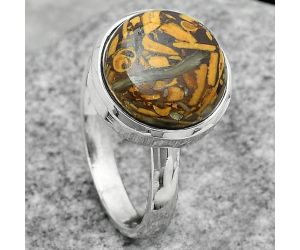 Coquina Fossil Jasper - India Ring size-8.5 SDR181103 R-1007, 12x12 mm