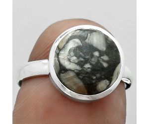 Natural Crinoid Fossil Coral Ring size-7 SDR181121 R-1007, 11x11 mm