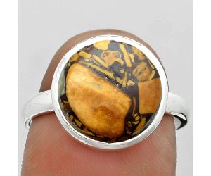Coquina Fossil Jasper - India Ring size-8.5 SDR181145 R-1007, 12x12 mm