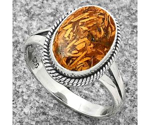 Coquina Fossil Jasper - India Ring size-7.5 SDR181243 R-1010, 9x13 mm