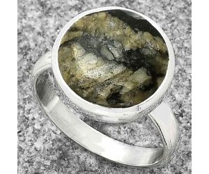 Natural Mexican Cabbing Fossil Ring size-7.5 SDR181507 R-1005, 13x13 mm
