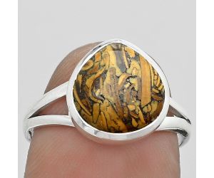 Natural Coquina Fossil Jasper - India Ring size-8 SDR181642 R-1005, 11x11 mm