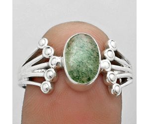 Natural Green Aventurine Ring size-9 SDR182078 R-1249, 6x10 mm