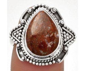 Natural Red Moss Agate Ring size-8 SDR182198 R-1557, 10x14 mm