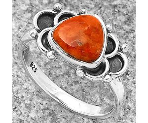 Natural Red Sponge Coral Ring size-8 SDR183103 R-1104, 9x9 mm