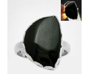 Natural Black Lace Obsidian Ring size-8.5 SDR183510 R-1428, 14x19 mm