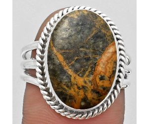 Natural Moroccan Yellow Jacket Jasper Ring size-8 SDR184290 R-1010, 13x18 mm