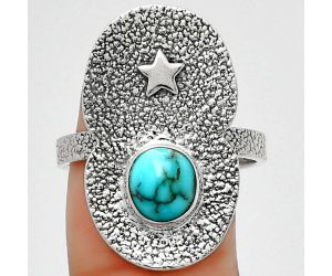 Star - Natural Kingman Turquoise 925 Sterling Silver Ring s.9 Jewelry R-1290, 7x8 mm