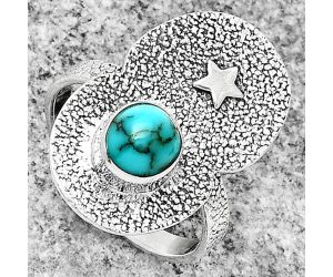 Star - Natural Kingman Turquoise 925 Sterling Silver Ring s.9 Jewelry R-1290, 7x8 mm