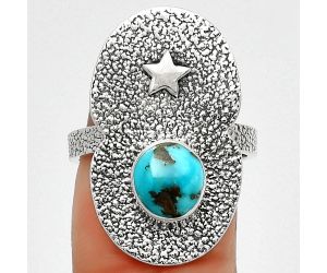 Star - Natural Kingman Turquoise 925 Sterling Silver Ring s.7 Jewelry R-1290, 7x7 mm